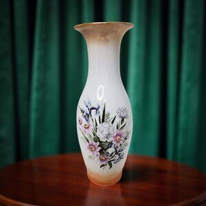 vintage Ghassayi Persian Porcelain beautiful floral  11.5"h x 4.75". Dia vase.